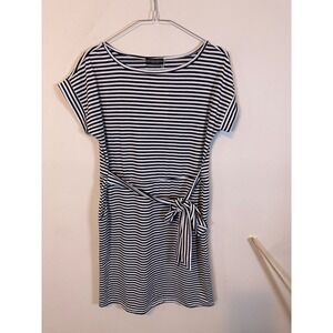 UVN Womens T-Shirt Dress Striped Tie Waist Black White Small NWT